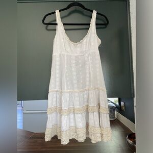 Vintage free people crochet trimmed white sun dress babydoll size 6